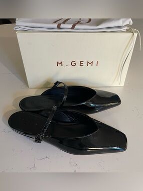 NWT M. Gemi ‘The Deborah’ Black Patent Slide, Made in Italy, Women’s Size 8/EU38